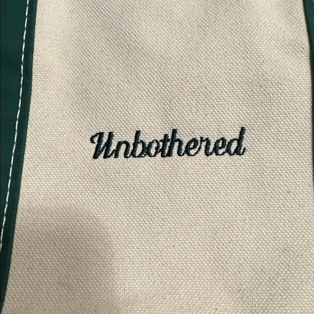L.L. Bean Small Boat and Tote Zip Top – Green Trim “Unbothered” | Made in USA - Picture 3 of 9